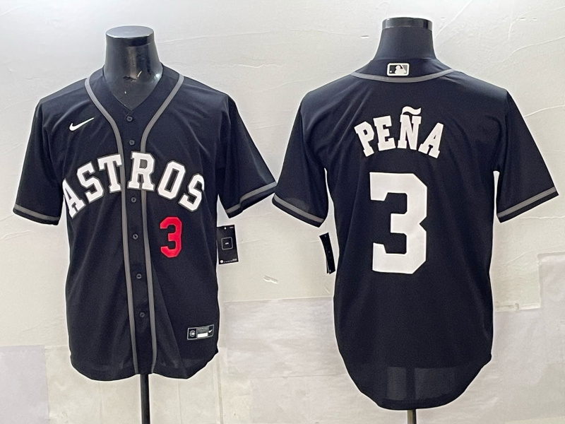 Men Houston Astros #3 Pena Black Nike 2025 MLB Jersey 009->houston astros->MLB Jersey